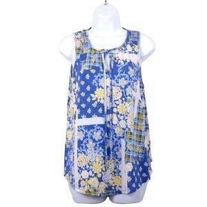 SJS Womne's  Blue, Yellow & white floral tank top size M
